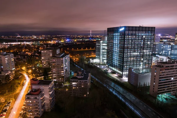 Frankfurt, Germany. October 10, 2017. Night view of the Frankfurt living district area at night.