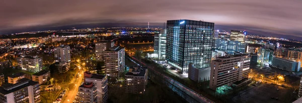 Frankfurt, Germany. October 10, 2017. Night view of the Frankfurt living district area at night.