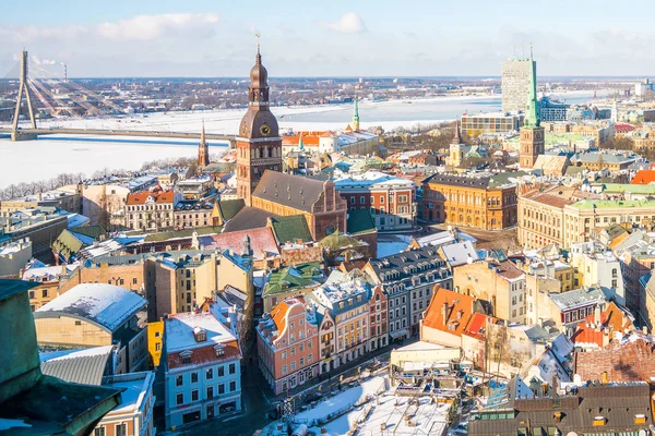 Рига Латвия Февраля 2017 Года Зимний Вид Сверху Старый Город — стоковое фото