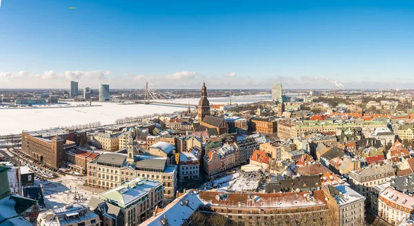 Riga Letonia Febrero 2017 Vista Aérea Invierno Del Casco Antiguo —  Fotos de Stock