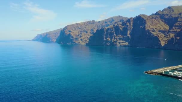 Aerial Panorama View Los Gigantes Cliffs Tenerife Island Spain Jan — Stock Video