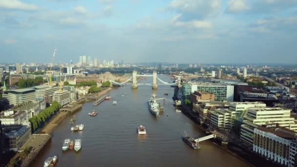 Vista Aérea Incrível Ponte Torre Londres Acima Rio Tâmisa Março — Vídeo de Stock