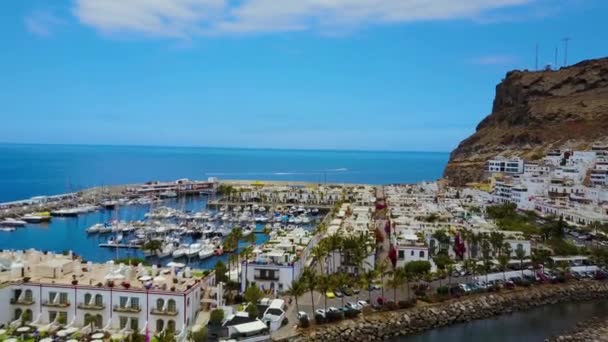 Zapierające Dech Piersiach Widoki Lotnicze Zatokę Puerto Mogan Gran Canaria — Wideo stockowe