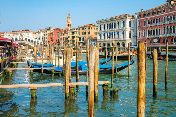 Italia Venezia Aprile 2018 Bella Vista Sulle Tradizionali Gondole Sul — Foto Stock