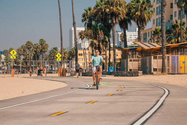 Venice Beach Los Angeles Yakınındaki Plaj Bisiklet Tarafından Santa Monica — Stok fotoğraf