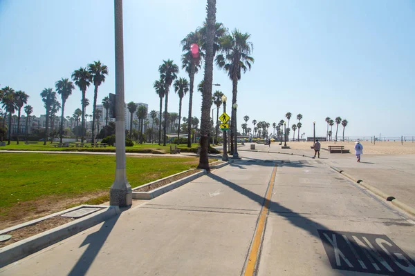 Carril Bici Por Playa Venecia Los Ángeles Hermosa Playa California — Foto de Stock