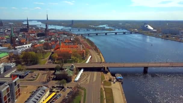Αεροφωτογραφία Του 2017 Μαραθώνιος Lattelecom Στην Πόλη Της Ρίγα Λετονία — Αρχείο Βίντεο