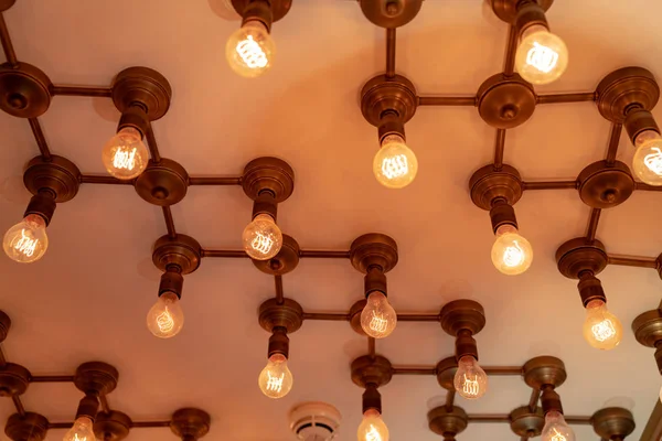 Vintage Style Light Bulbs Hanging Ceiling — Stock Photo, Image