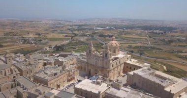 Mdina, Malta, Malta'nın eski başkenti müstahkem bir sessiz şehirde havadan görünümü