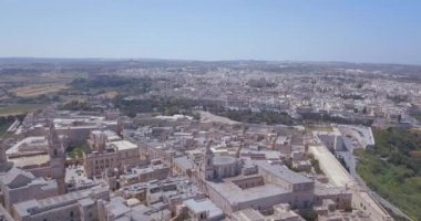 Mdina, Malta, Malta'nın eski başkenti müstahkem bir sessiz şehirde havadan görünümü