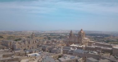 Mdina, Malta, Malta'nın eski başkenti müstahkem bir sessiz şehirde havadan görünümü