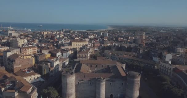 Luchtfoto Van Het Castello Ursino Ook Bekend Als Castello Svevo — Stockvideo