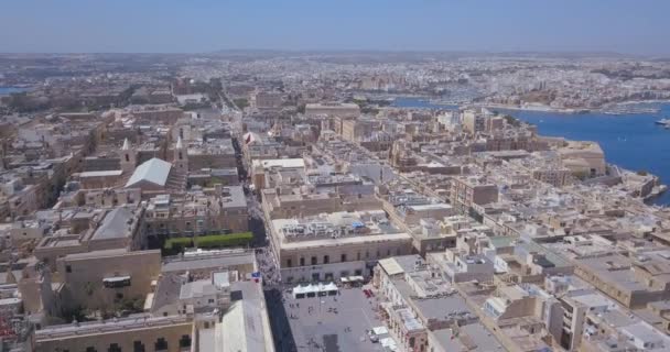 Veduta Aerea Della Cattedrale Principale Valletta Malta Sorvolando Antica Città — Video Stock