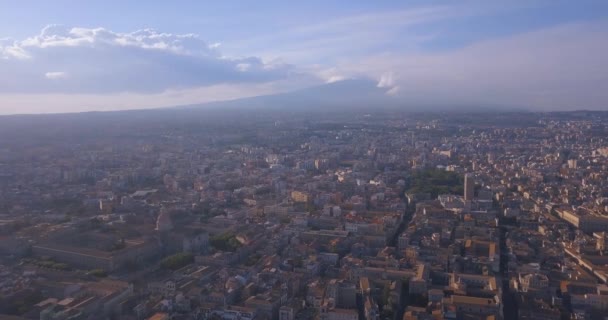 Belle Vue Aérienne Ville Catane Près Cathédrale Principale Volcan Etna — Video