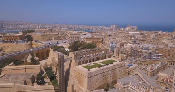 Luftaufnahme Der Antiken Hauptstadt Valletta Malta Mit Kathedrale Und Altstadt — Stockvideo