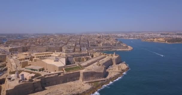 Vista Panorâmica Aérea Antiga Capital Valletta Malta Com Catedral Cidade — Vídeo de Stock