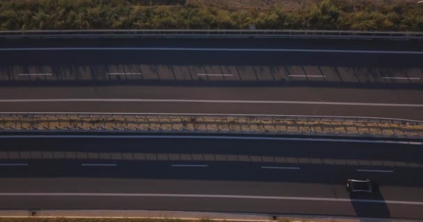 Top View Highway Expressway Motorway Aerial View Interchange Car Driving — Stock Video