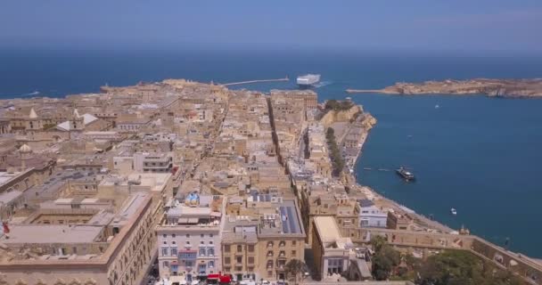 Légifelvételek Valetta Málta Székesegyház Repül Ősi Város Sok Régi Épületet — Stock videók