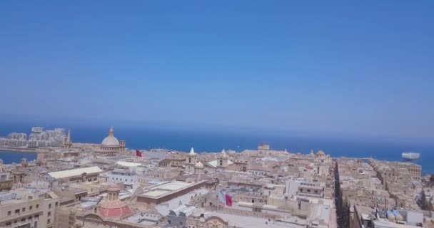 Вид Воздуха Главный Собор Валетте Мальта Пролетая Над Древним Городом — стоковое видео