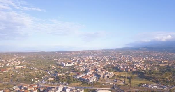Mooie Luchtfoto Van Stad Catania Buurt Van Voornaamste Kathedraal Etna — Stockvideo