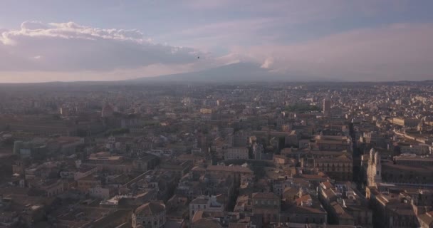 Bela Vista Aérea Cidade Catania Perto Catedral Principal Vulcão Etna — Vídeo de Stock