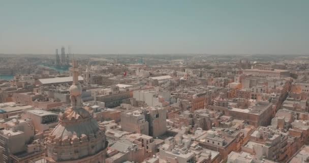 Luftaufnahme Der Wichtigsten Kathedrale Valetta Malta Überfliegen Der Antiken Stadt — Stockvideo