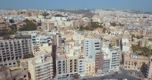 Vista Aérea Sobre Spinola Bay Com Barcos Pesca Tradicional Maltês — Vídeo de Stock