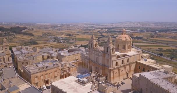 Flygfoto Över Mdina Befäst Tyst Stad Malta Maltas Forna Huvudstad — Stockvideo