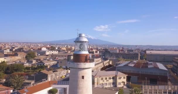 Hermosa Vista Aérea Ciudad Catania Cerca Catedral Principal Volcán Etna — Vídeos de Stock