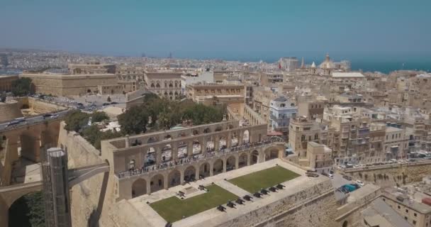 Luftaufnahme Der Antiken Hauptstadt Valletta Malta Mit Kathedrale Und Altstadt — Stockvideo