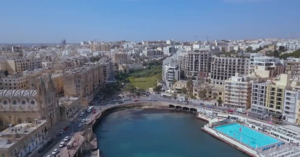 Vue Aérienne Sur Baie Spinola Avec Des Bateaux Pêche Maltais — Video