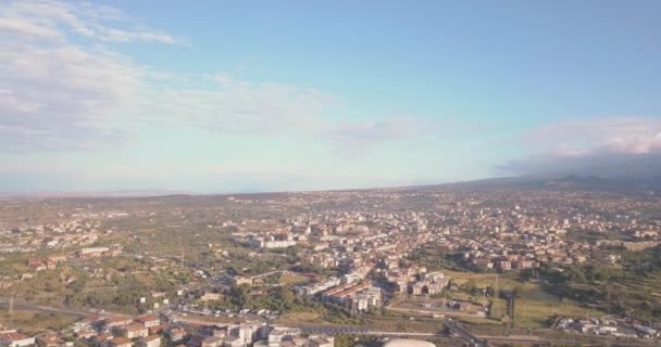 Mooie Luchtfoto Van Stad Catania Buurt Van Voornaamste Kathedraal Etna — Stockvideo