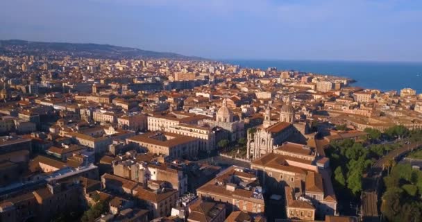 Belle Vue Aérienne Ville Catane Près Cathédrale Principale Volcan Etna — Video