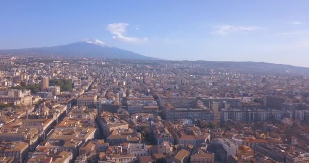 Bela Vista Aérea Cidade Catania Perto Catedral Principal Vulcão Etna — Vídeo de Stock