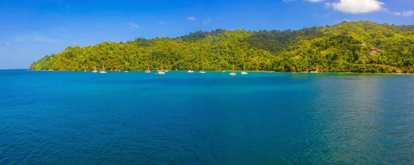 Aeria Lview Ostrov Tobago Shora Blue Karibské Moře Obrovskými Vlnami — Stock fotografie