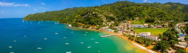 Belle Plage Tropicale Près Rivage Avec Énormes Vagues Grands Palmiers — Photo