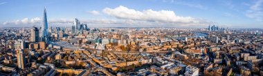 Stunning London view from above. London city district, Tower Bridge and river Thames. Magical England panorama.