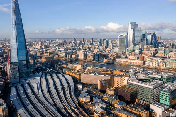 Prachtig Uitzicht Londen Van Boven Londen Stadsdeel Tower Bridge Rivier — Stockfoto