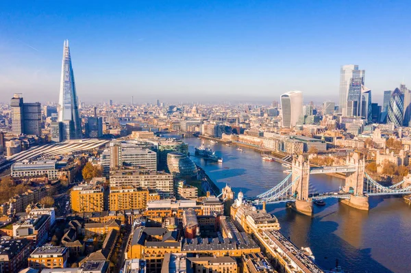 Légi Felvétel Tower Bridge Ről Londonban London Egyik Leghíresebb Hídja — Stock Fotó