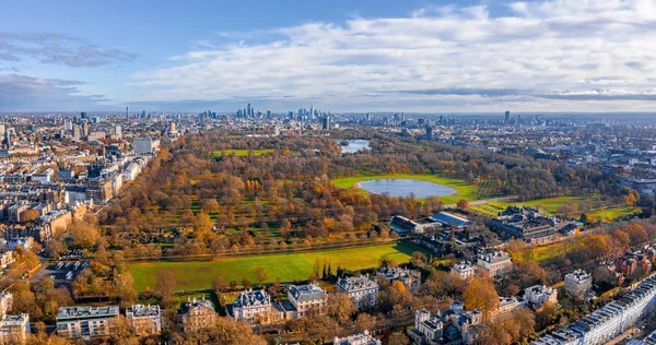 Hermosa Vista Panorámica Aérea Del Parque Hyde Londres Desde Arriba — Foto de Stock