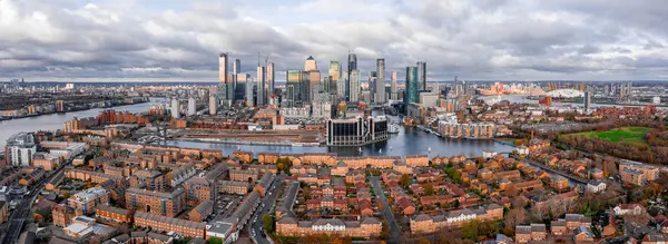 London Anglia Aerial Panoramic Skyline View Bank Canary Wharf London — Stock Fotó