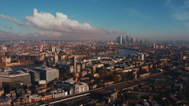Luchtfoto Panoramisch Stadsgezicht Uitzicht Londen Rivier Theems Engeland Verenigd Koninkrijk — Stockvideo
