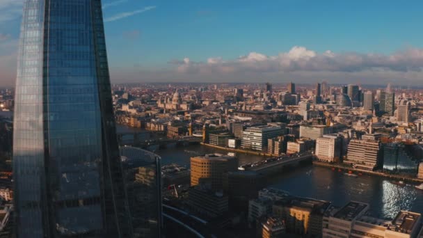 Prachtig Panoramisch Uitzicht Londense Wijk Met Tower Bridge London Railway — Stockvideo