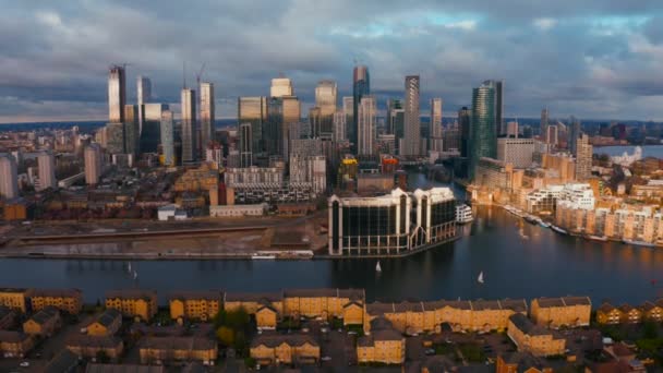 Vista Panorámica Aérea Bank Canary Wharf Los Principales Distritos Financieros — Vídeos de Stock