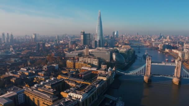 Stabilire Vista Aerea Del Tower Bridge Grattacielo Shard Skyline Londra — Video Stock