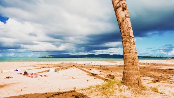 ピジョンポイント トバゴ トリニダード トバゴ カリブ海 西インド諸島 トリニダード トバゴの黄金のビーチの空中時間経過ビュー — ストック動画