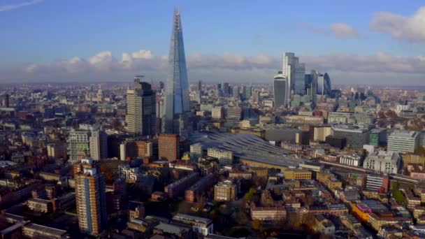 Stunning Panoramic View London City District Tower Bridge London Railway — Stock Video