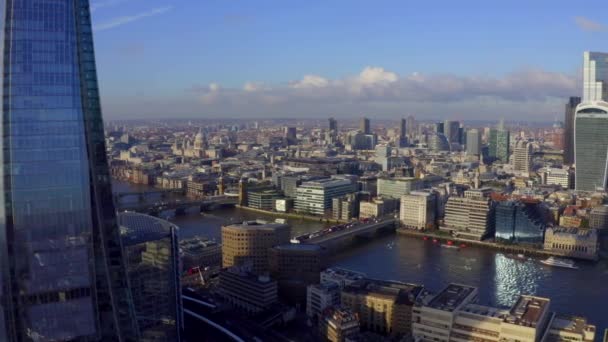 Stunning Panoramic View London City District Tower Bridge London Railway — Stockvideo