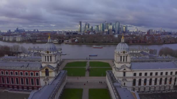 Vue Aérienne Panoramique Musée Maritime National Greenwich Angleterre Avec Quai — Video