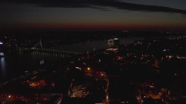 Légi Panorámás Kilátás Város Riga Egy Szent Péter Templom Közepén — Stock videók